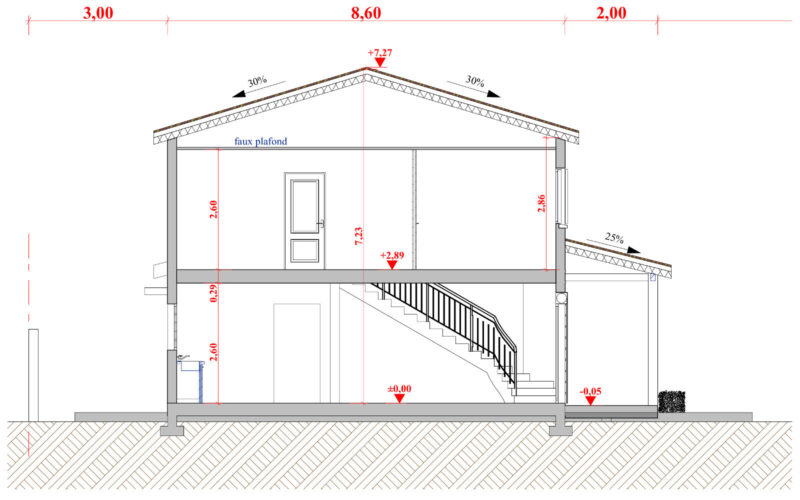 Villa Liberia plan de coupe